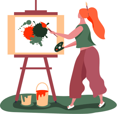 Photo d'un artiste qui peint une œuvre